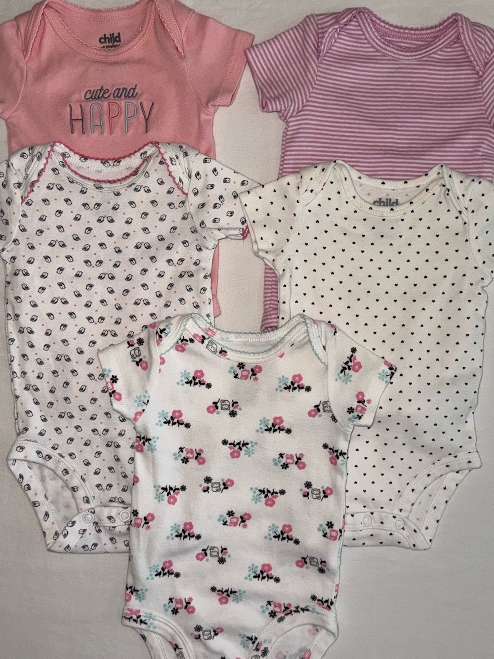 Baby Girl Bodysuit Bundle 5 pieces | 0-3 Months | Child of Mind by Carters